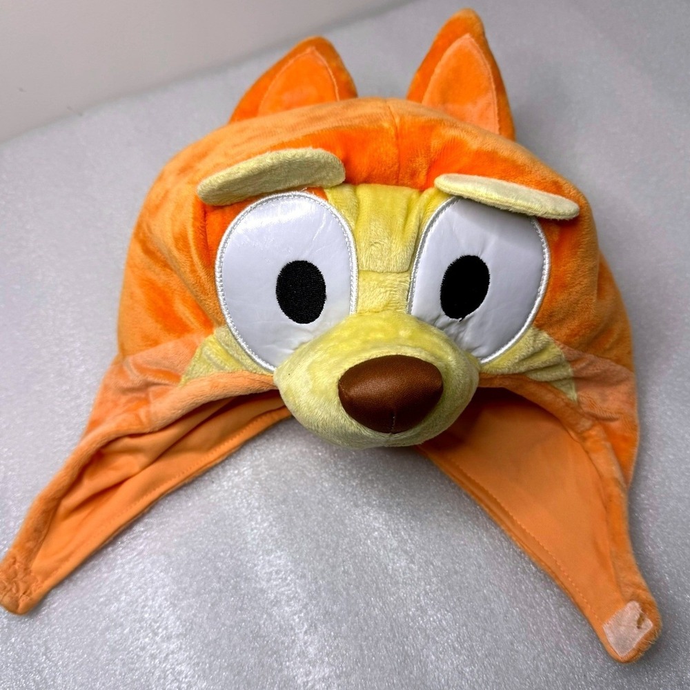 Bluey Bingo Toddler Plush Earflap Hat Orange Character Trapper Cap 3-4T